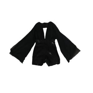 Black jumpsuit with sleeve details and sequins Made in Brazil